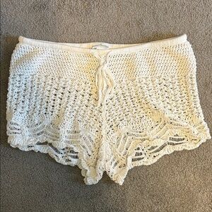 H&M Cream Crochet Swim Coverup Shorts
